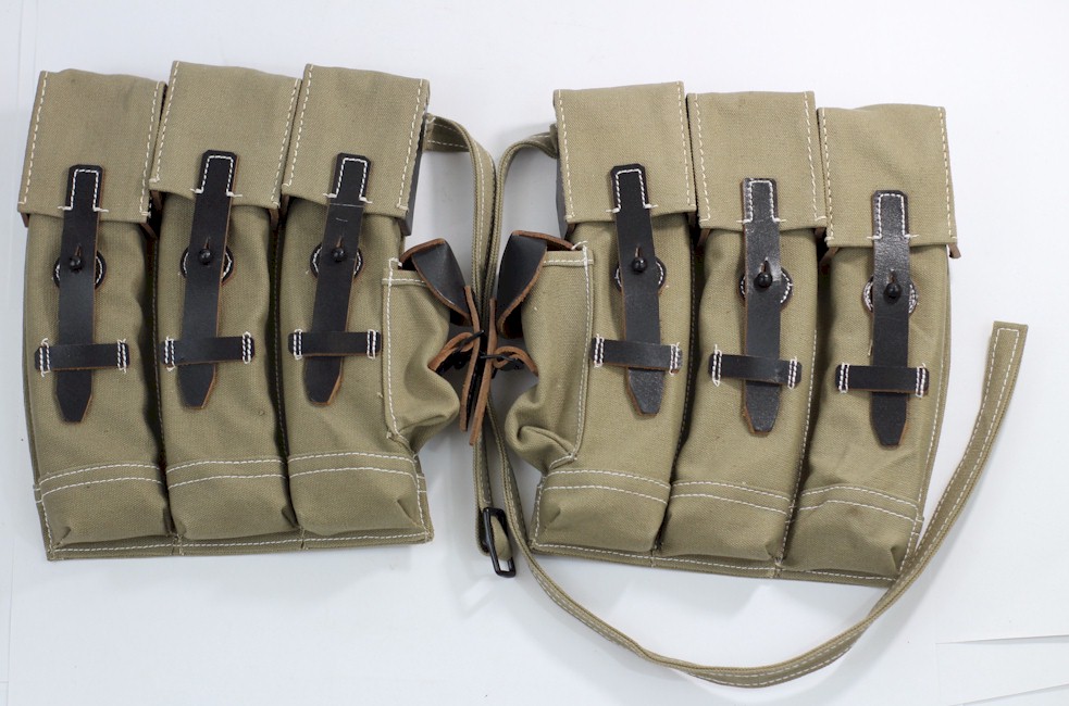WW2 GERMAN MP44 MAGAZINE POUCH SET TAN / LIGHT GREEN