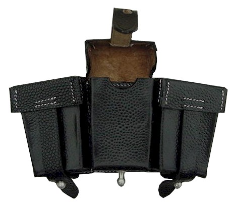 GERMAN WW2 K98 MAUSER BLACK LEATHER AMMUNITION POUCHES SET OF 2 (Patronentaschen 98K)