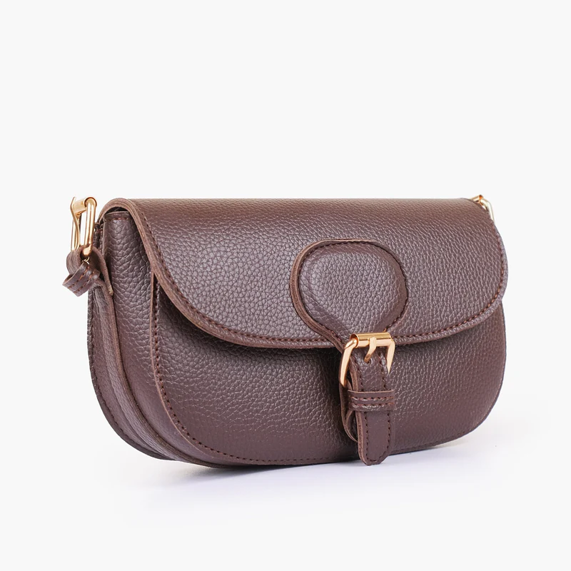 Dark brown east-west shoulder bag