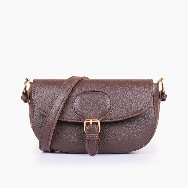 Dark brown east-west shoulder bag